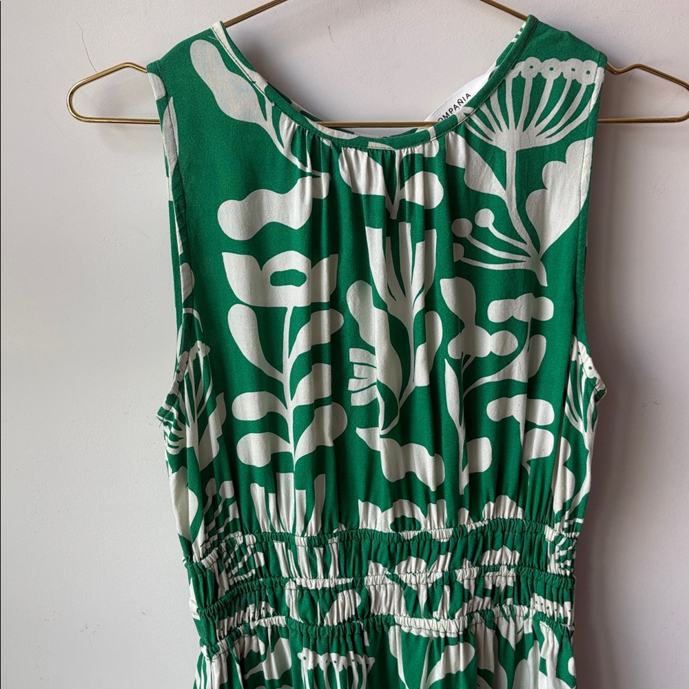 Compania Fantastica Floral Print Long Dress in Green Ivory Resort Church Size S - Picture 4 of 15